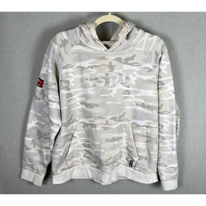 ASRV Hoodie Mens Size M Gray Tan Camo Pullover Sweatshirt *Missing Drawstring